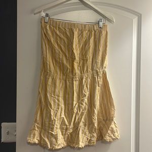 Cloth & Stone medium yellow& white strip strapless distressed style mini dress